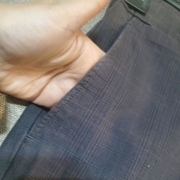 Mens Black Brown 1826 Chino Tailored Fit 38x32 Plaid Pattern w/pockets Slacks - Picture 8 of 9